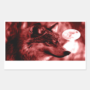 Wolf Eyes & Moon Rectangular Sticker