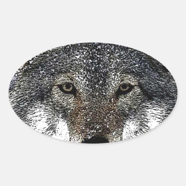 Wolf Eyes Oval Sticker (Front)