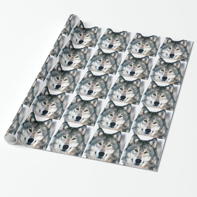Wolf Eyes wild nature animal Print Wrapping Paper (Unrolled)