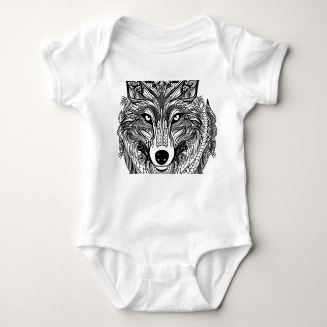 Wolf Face Baby Bodysuit (Front)