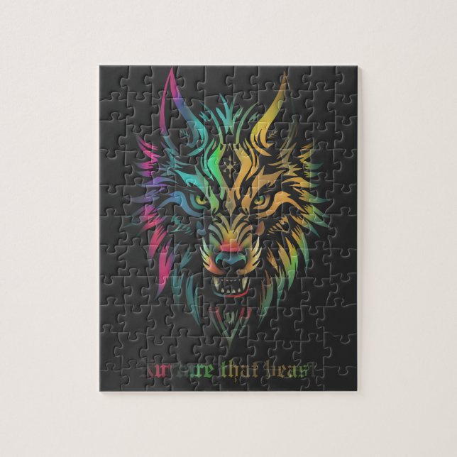 Wolf face colourful airbrush Nurture that beast Jigsaw Puzzle (Vertical)