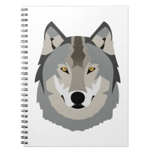 Wolf Face, Cute Gray Wolf Illustrated Animal Notebook