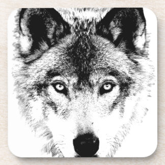 Wolf Face. Digital Wildlife Image. Coaster