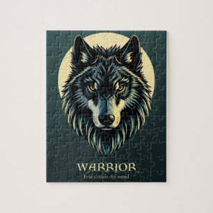 Wolf face fenrir tribal warrior no fear fenris jigsaw puzzle