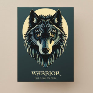 Wolf face fenrir tribal warrior no fear fenris postcard
