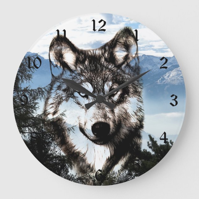 Wolf face large clock (Front)