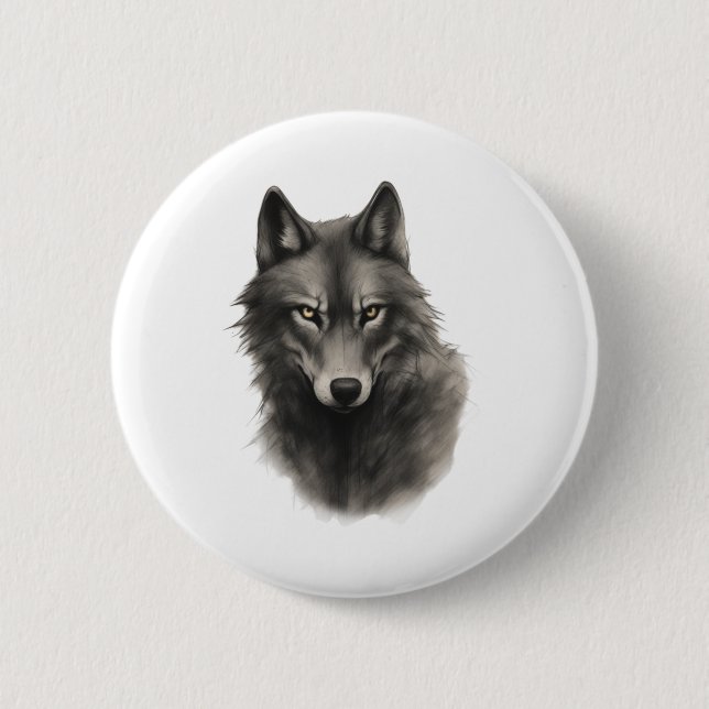 Wolf Face Sticker  6 Cm Round Badge (Front)