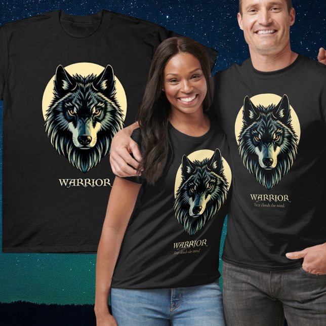 Wolf face warrior beige fear clouds the mind T-Shirt (Creator Uploaded)