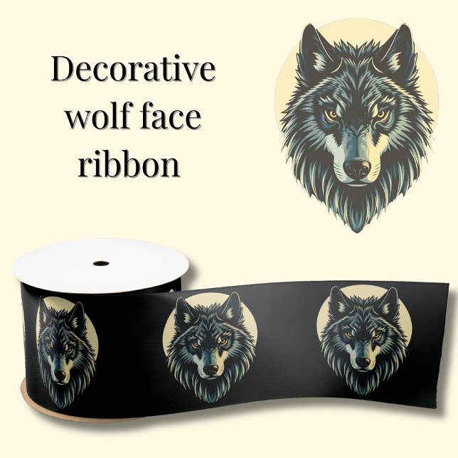 Wolf face warrior fenrir nordic gift wrapping  satin ribbon (Creator Uploaded)