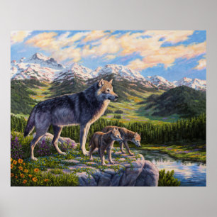 Wolf Family and River Valley Case For Business Car Poster