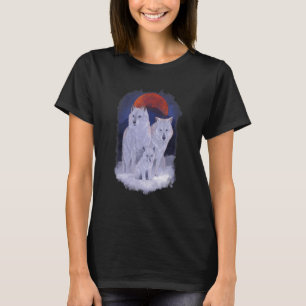 Wolf Family Animal Pack With Mountains And Moon Ba T-Shirt