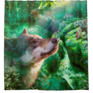 Wolf Family FREE TO LIVE OUR LIVES Shower Curtain