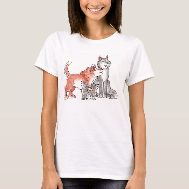 Wolf Family Ladies Fitted T-Shirt (Front)