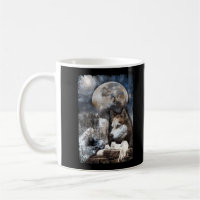 Wolf Family Moon Winter Mountain Wolves