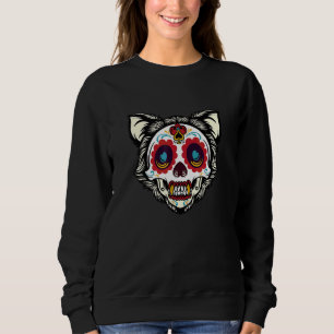 Wolf Fangs Sugar Skull Mexico Calavera Dia De Los  Sweatshirt