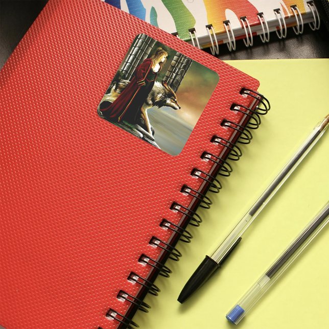 Wolf Fantasy Blonde Sorceress Square Sticker (Creator Uploaded)