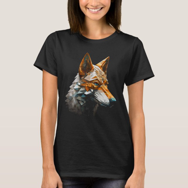 Wolf Fantasy Polygon  Animal Wolf T-Shirt (Front)