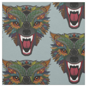 wolf fight flight silver fabric