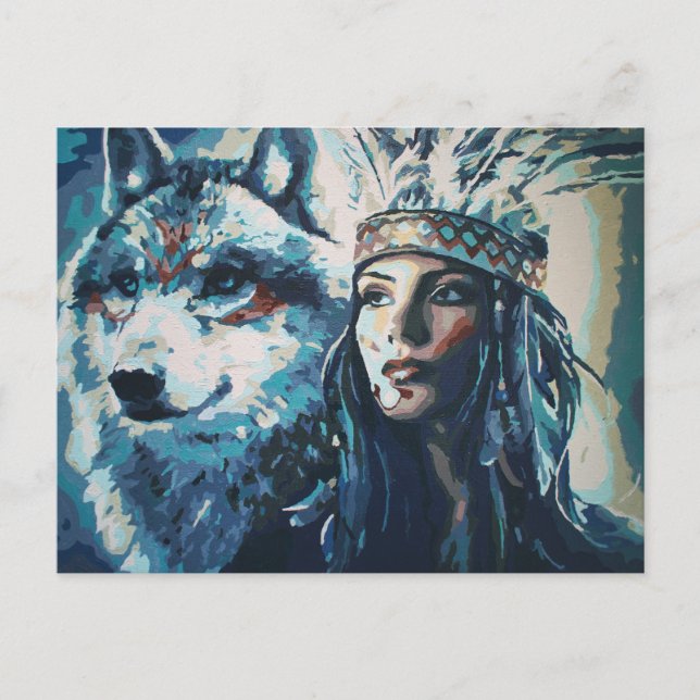 Wolf Fine Art Painting Postcard by Freyja (Front)