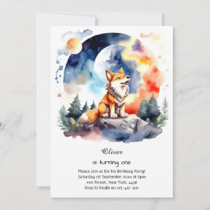 Wolf First Birthday Invitation
