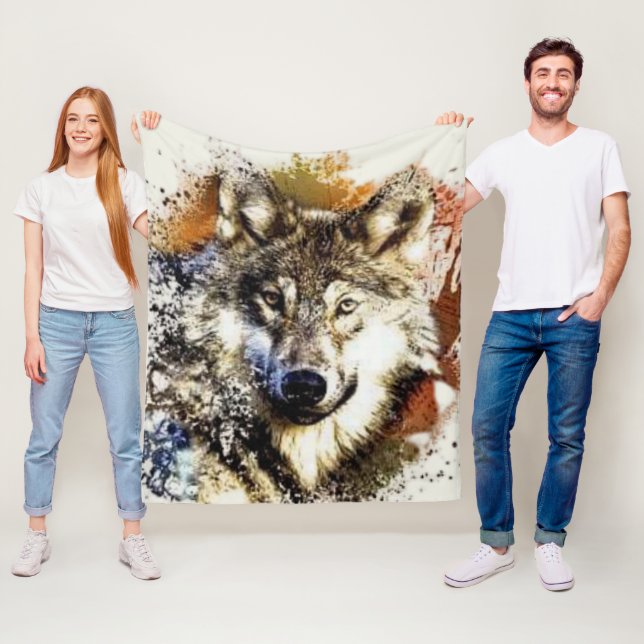 Wolf   fleece blanket (In Situ)