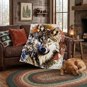 Wolf fleece blanket