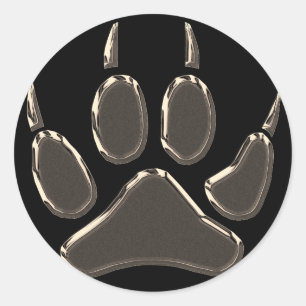 wolf footprint classic round sticker