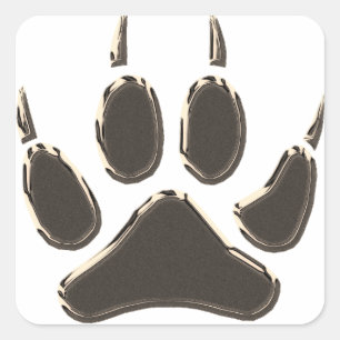 wolf footprint square sticker