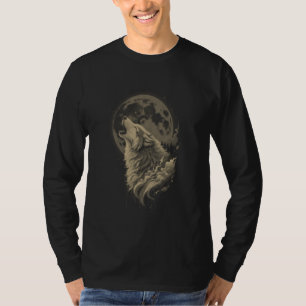 Wolf Forest Moon Vintage Cosmic Howling Wolf Lover T-Shirt
