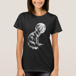 Wolf Forest Moon Vintage Cosmic Howling Wolf Lover T-Shirt