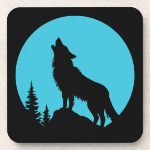 Wolf Forest Nature Outdoors Wildlife Silhouette Coaster