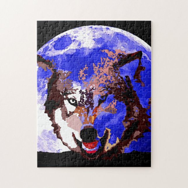 Wolf & Full Moon Jigsaw Puzzle (Vertical)
