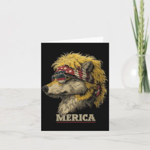Wolf - Funny 4th of July American Flag Fathers Day Card