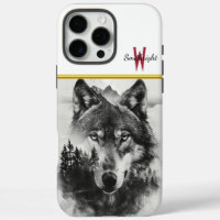 Wolf gazes through misty forest