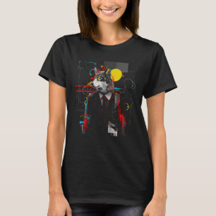 Wolf Geometric Art Animal Motif Wolf T-Shirt