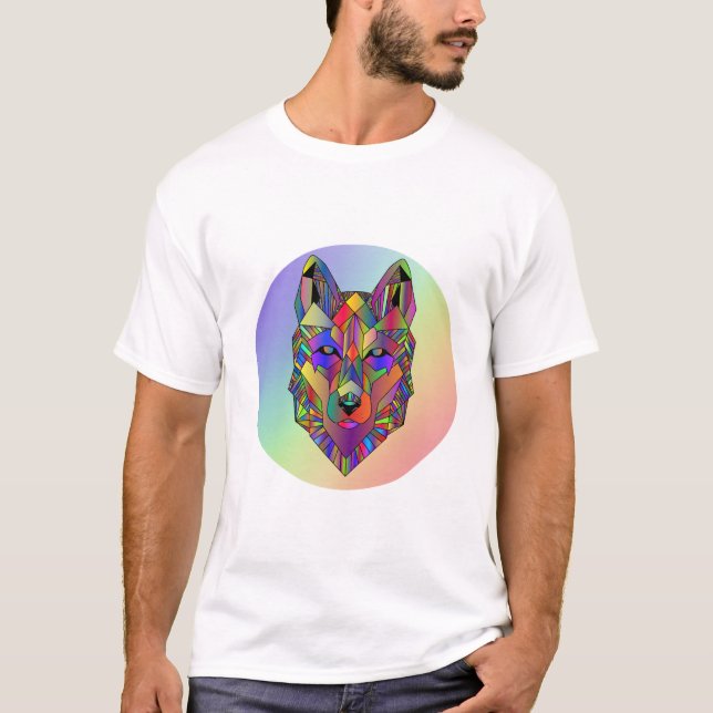 Wolf geometric cubic art T-Shirt (Front)