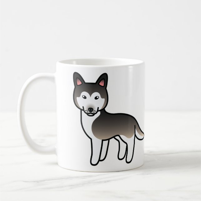 Wolf Grey Cartoon Siberian Husky Dog Coffee Mug (Left)
