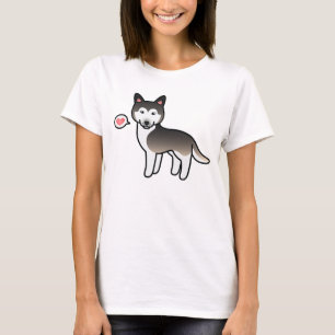 Wolf Grey Cartoon Siberian Husky Love T-Shirt