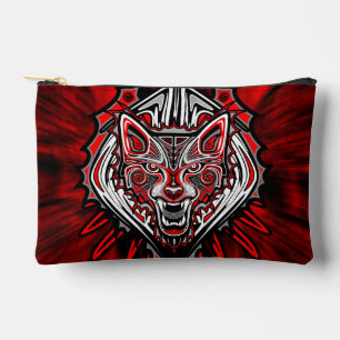 Wolf Haida Tribal Totem Design Accessory Pouch