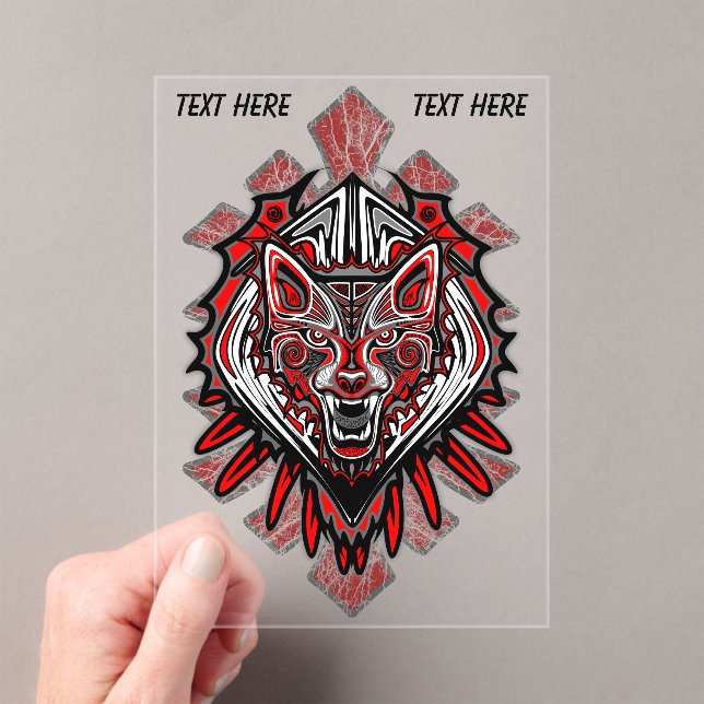 Wolf Haida Tribal Totem Design Acrylic Invitations (Insitu (Handheld))
