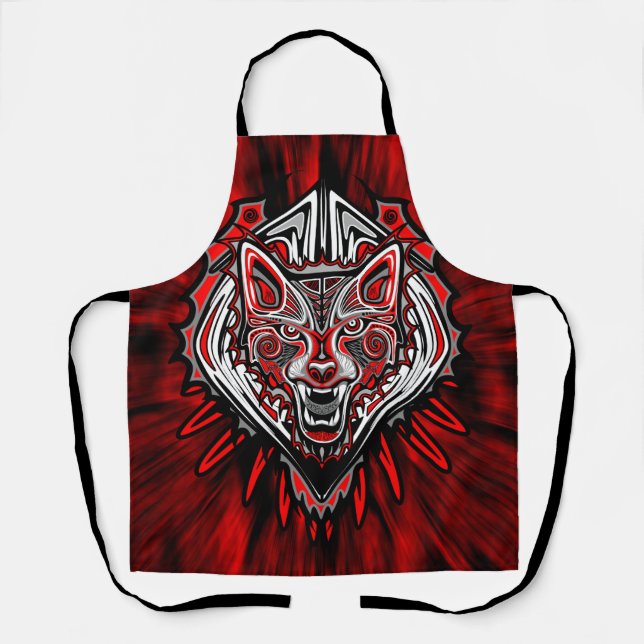Wolf Haida Tribal Totem Design Apron (Front)