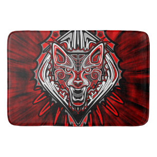 Wolf Haida Tribal Totem Design Bath Mat