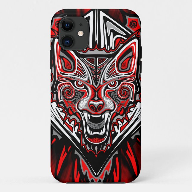Wolf Haida Tribal Totem Design Case-Mate iPhone Case (Back)