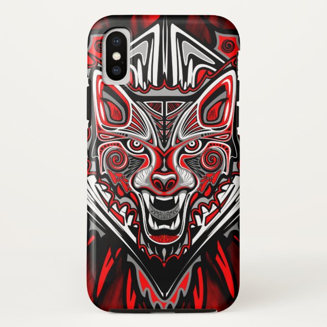 Wolf Haida Tribal Totem Design Case-Mate iPhone Case (Back)