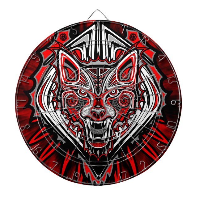 Wolf Haida Tribal Totem Design Dartboard (Front)
