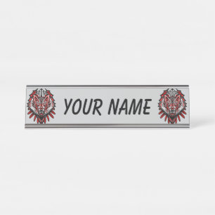 Wolf Haida Tribal Totem Design Desk Name Plate