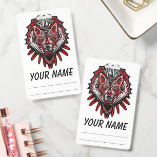 Wolf Haida Tribal Totem Design ID Badge