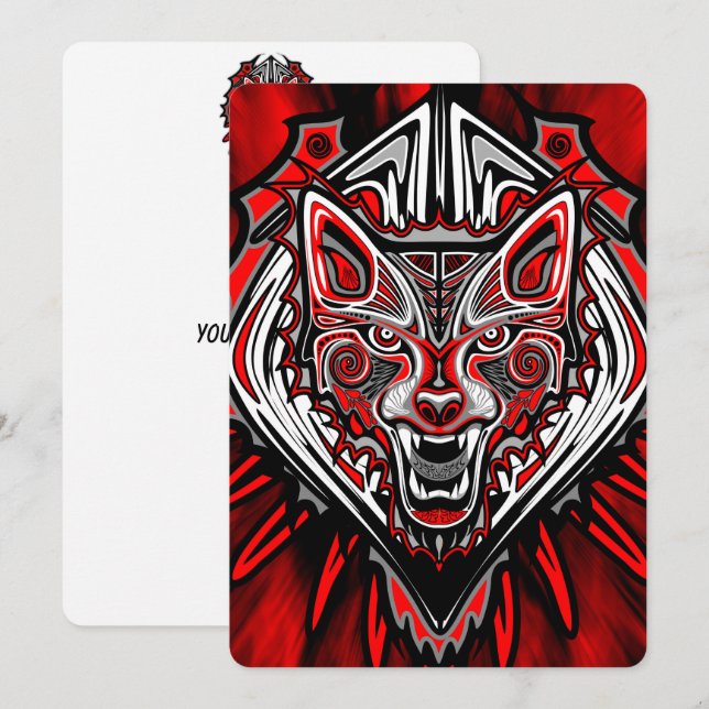 Wolf Haida Tribal Totem Design Invitation (Front/Back)
