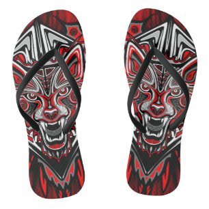 Wolf Haida Tribal Totem Design Jandals
