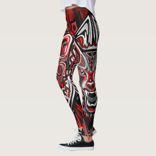 Wolf Haida Tribal Totem Design Leggings